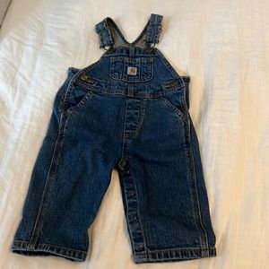 Carhartt Blue Denim Bib Overalls Size 6 months Cotton Blend Medium Wash Baby